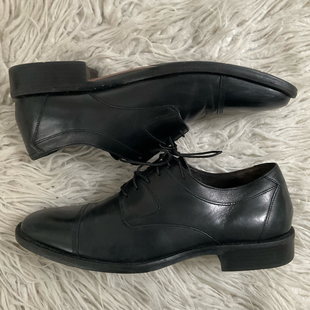 Johnston & Murphy Black Leather Tabor Cap Toe Oxford Dress Shoes EUC Size 8.5